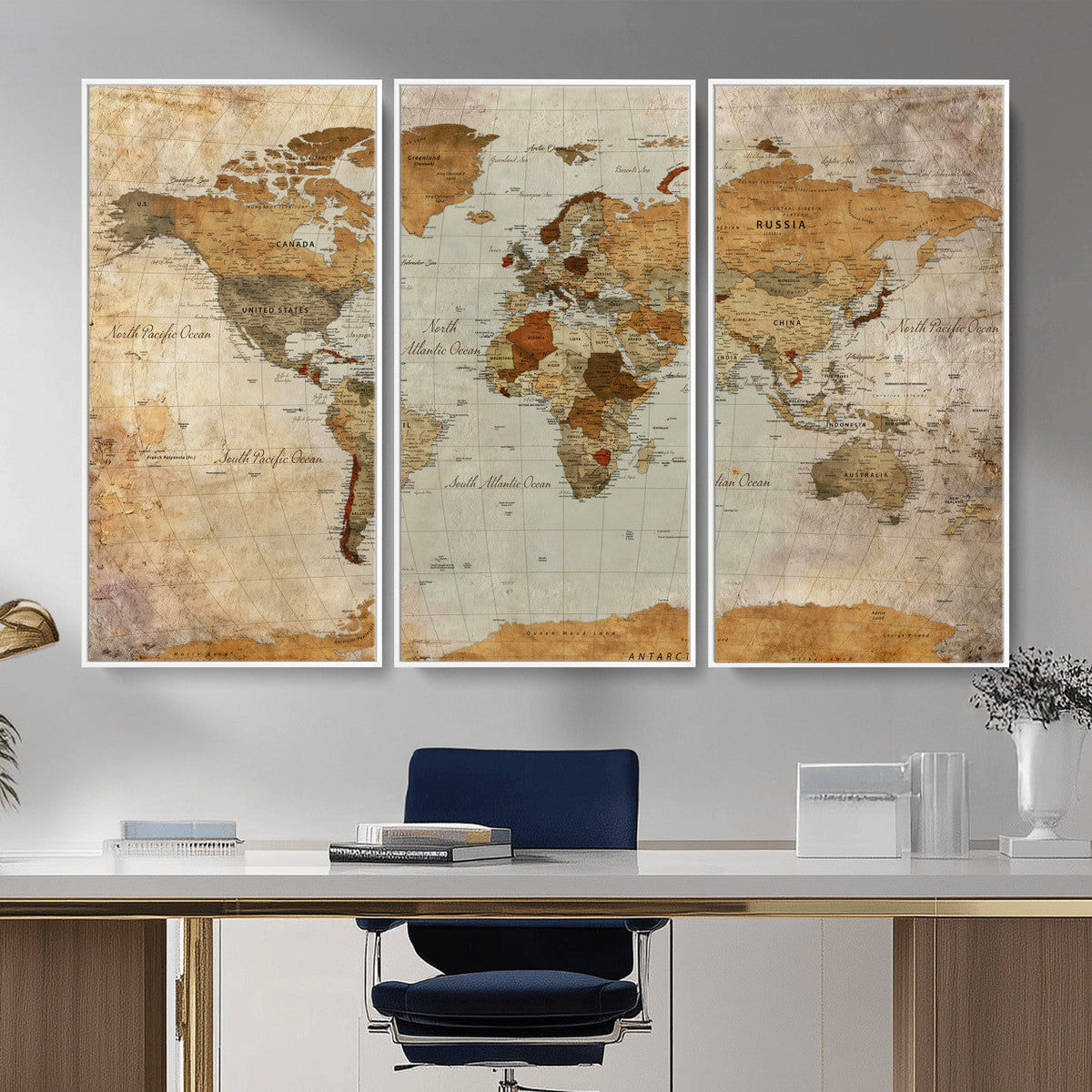 World Map Canvas Print – Detailed Map of the World Wall Art