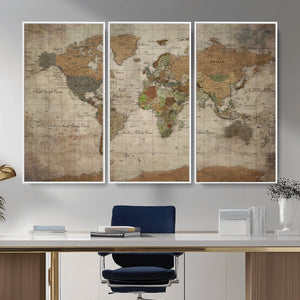 World Map Canvas Print – Framed Travel Map Wall Art for