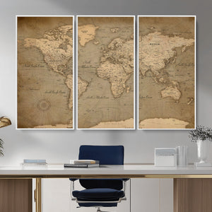 World Map Canvas Print – Framed Travel Map Wall Art for