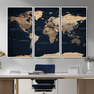 World Map Canvas Print – Detailed Map of the World Wall Art