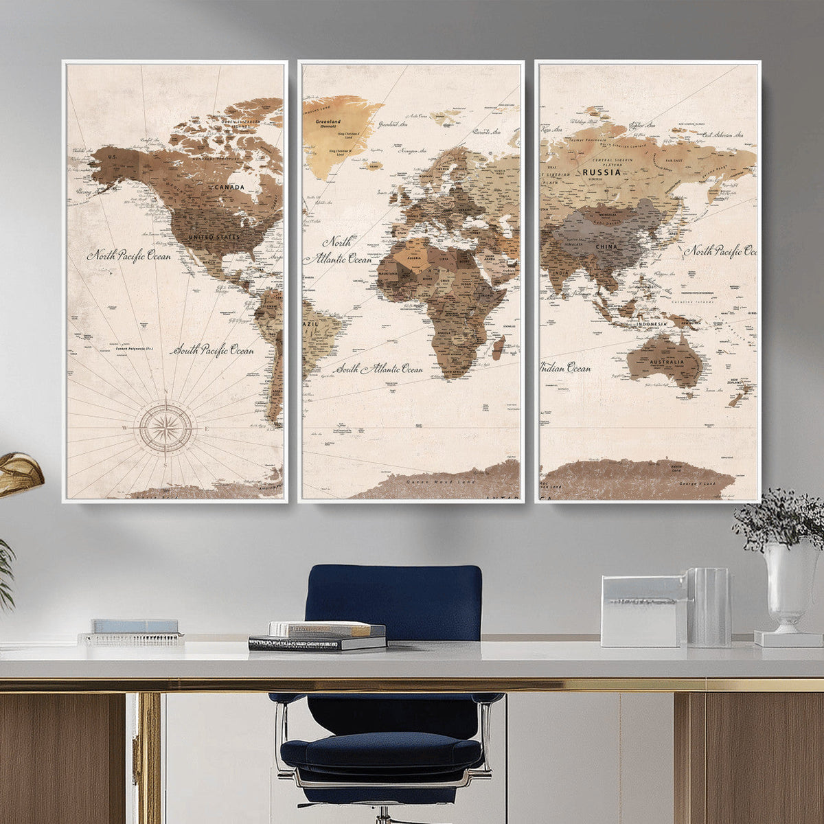 World Map Canvas Print – Framed Detailed Map of the World