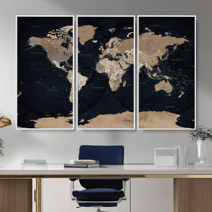 Grunge Wall Art World Map Canvas Print