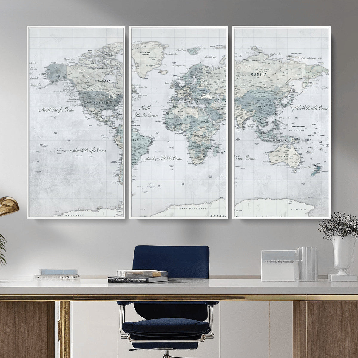 World Map Canvas Print – Detailed Map of the World Wall Art