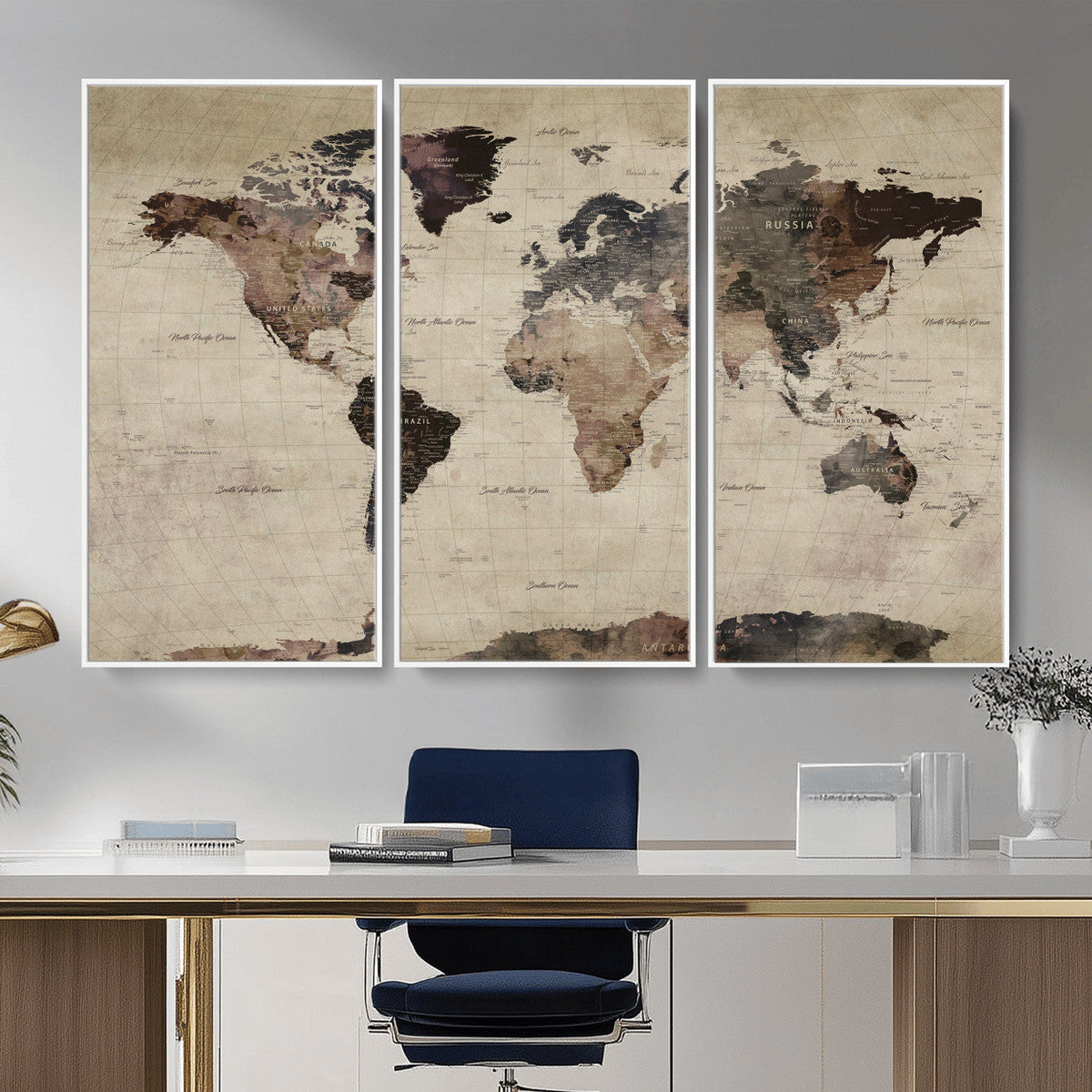 World Map Canvas Print – Detailed Map of the World Adventure