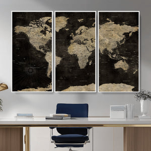 Push Pin World Map Canvas Wall Art Print, Interactive Travel