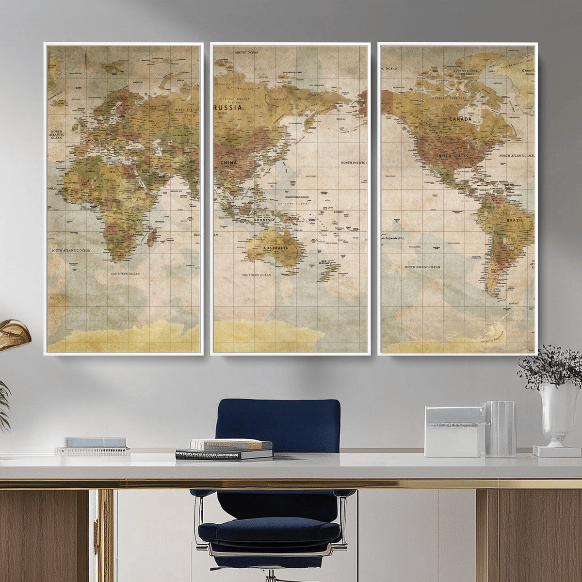 World Map Canvas Print – Detailed Map of the World Wall Art