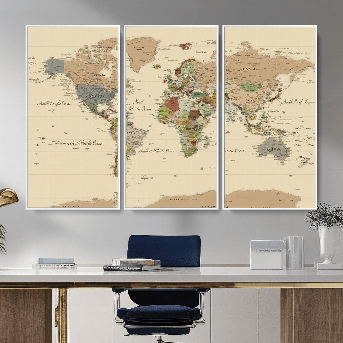 Extra Large World Map Canvas Print – Detailed Map of the