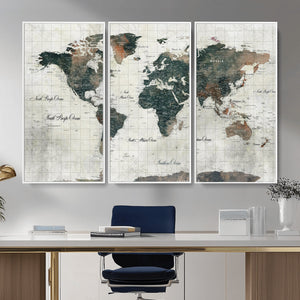 World Map Canvas Print – Framed Travel Map Wall Art for