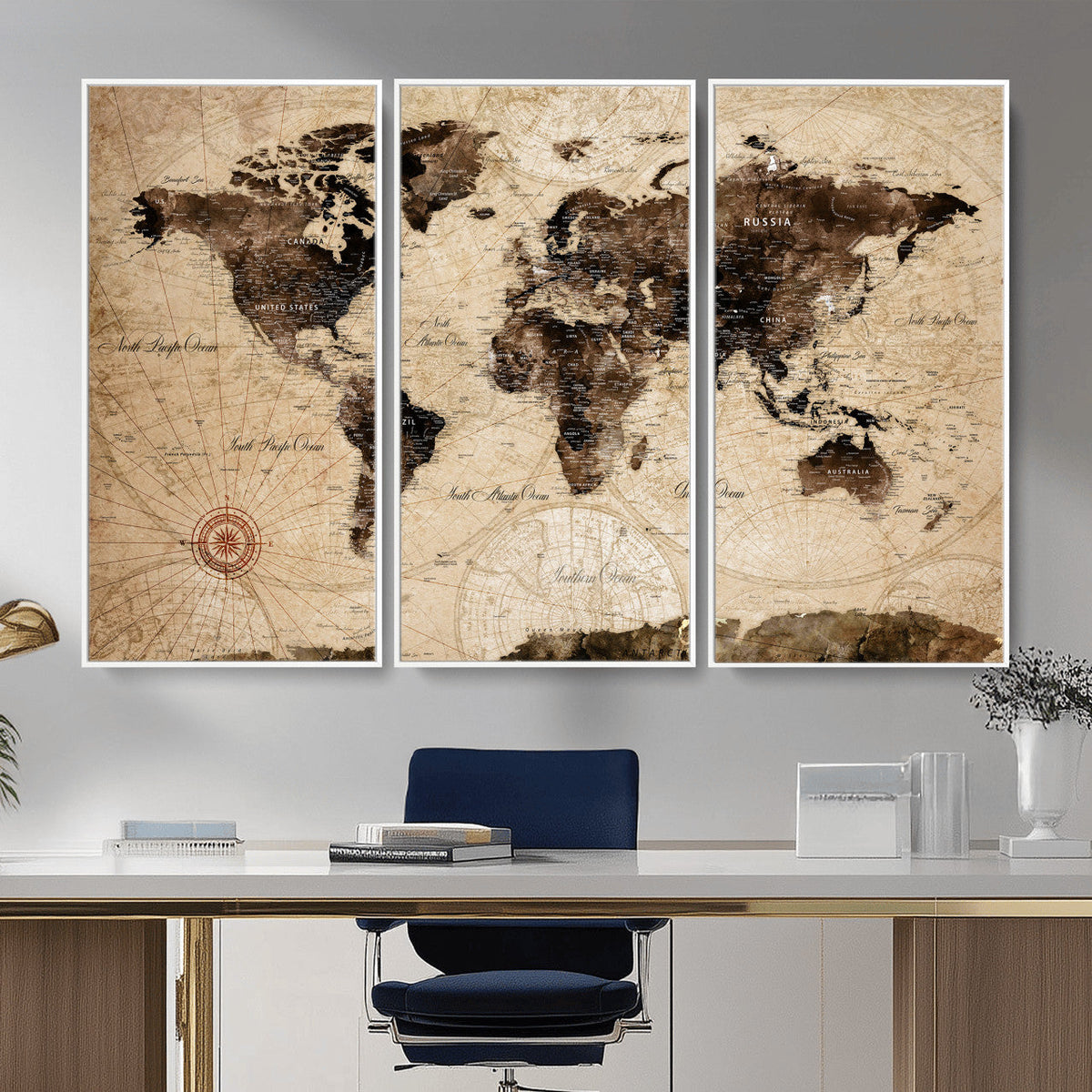 World Map Wall Art Canvas Print