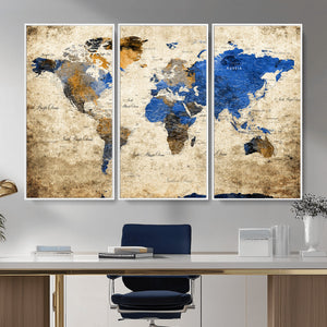 World Map Canvas Print – Colorful Abstract Travel Map,