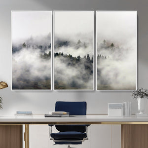 Foggy Forest Wall Art Canvas Print, Misty Pine Tree