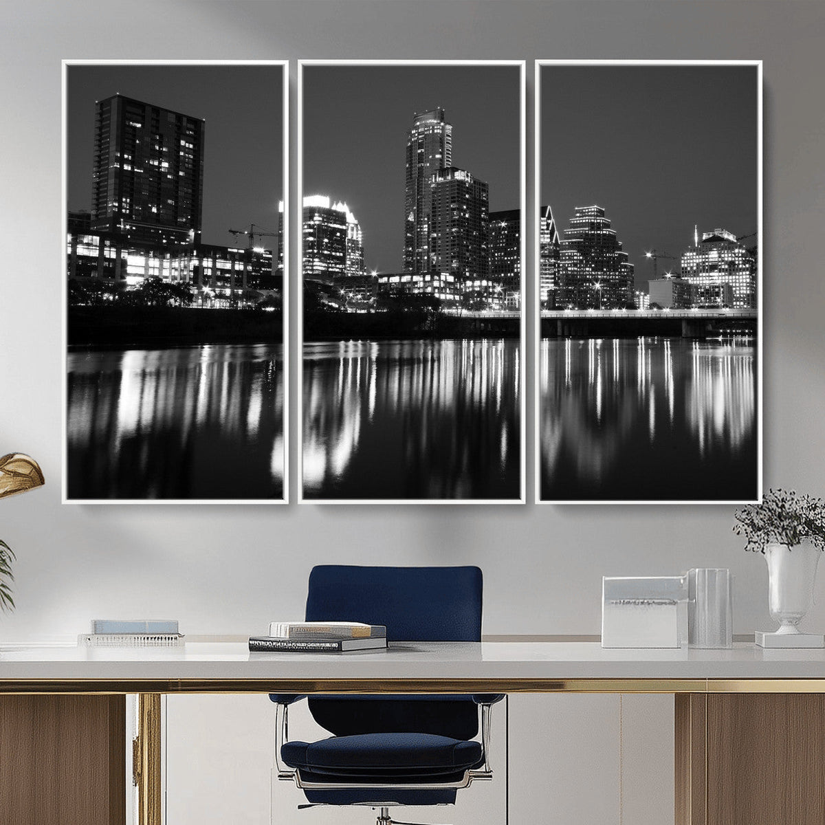 Austin Skyline Wall Art Canvas Print, Austin Downtown Night