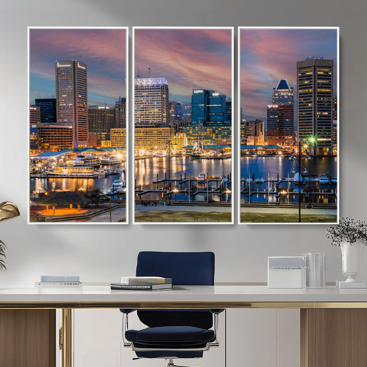 Baltimore Skyline Wall Art Canvas Print, Baltimore Downtown