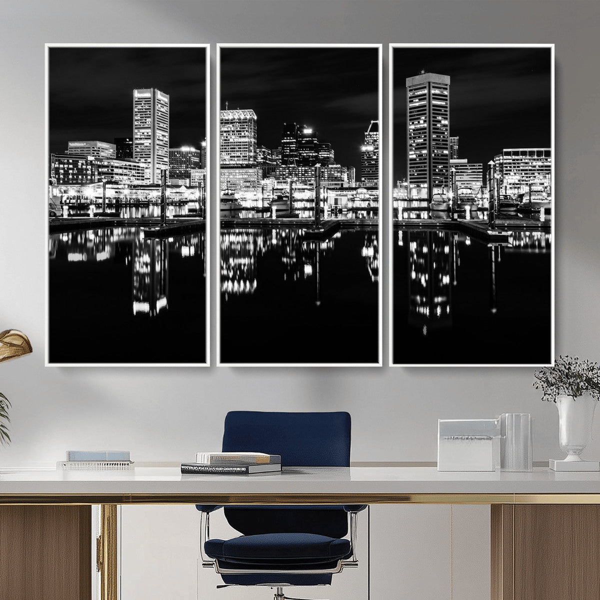 Baltimore Skyline Wall Art Canvas Print, Baltimore Downtown