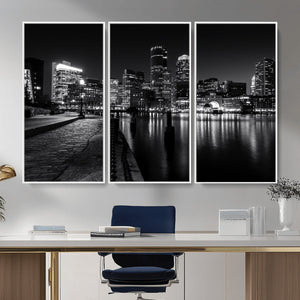 Boston Wall Art Canvas Print, Boston City Downtown Night