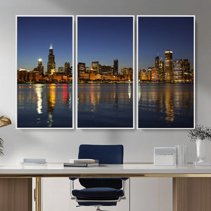 Chicago Wall Art Canvas Print - Chicago City Downtown Night