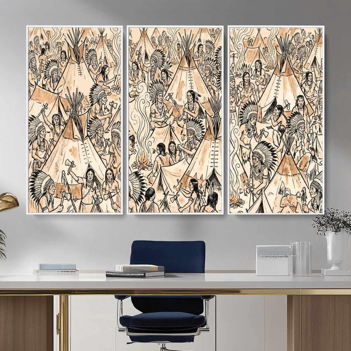 Native American Indian Wall Art Canvas Print - Abstract