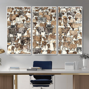 Abstract Longhorn Wall Art Canvas Print - Cow Animal Drawing