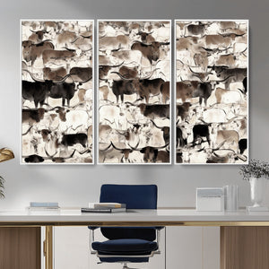 Abstract Texas Longhorn Print - Longhorn Herd Print for