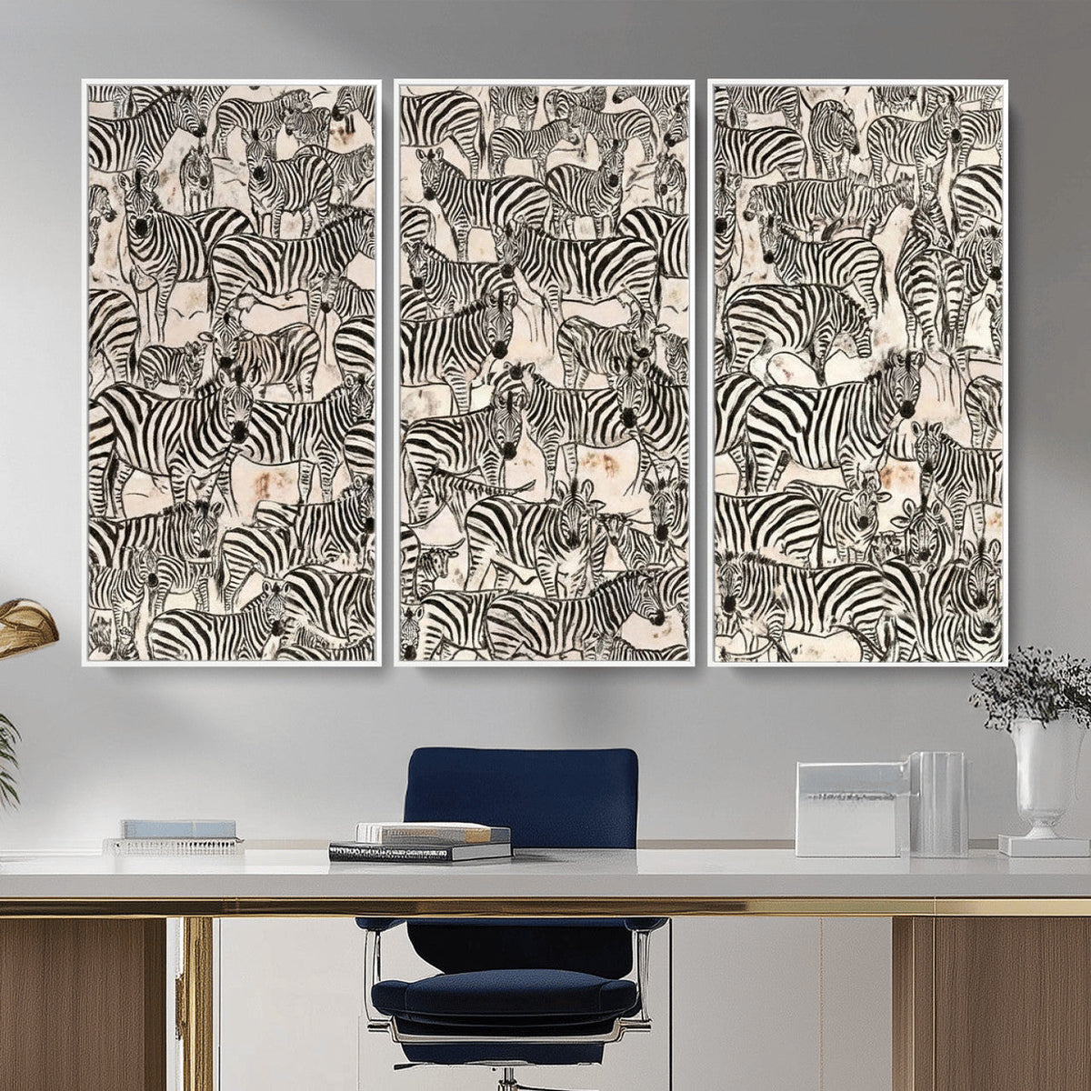 Abstract Zebra Wall Art Canvas Print for Farmhouse Decor