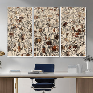 Abstract Longhorn Wall Art Canvas Print - Farm Animal