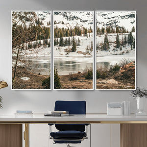 Snowy Mountain Landscape Wall Art Canvas Print, Alpine Pine