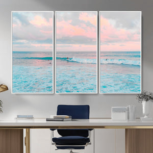Ocean Wave Wall Art Canvas Print, Pastel Surf Seascape