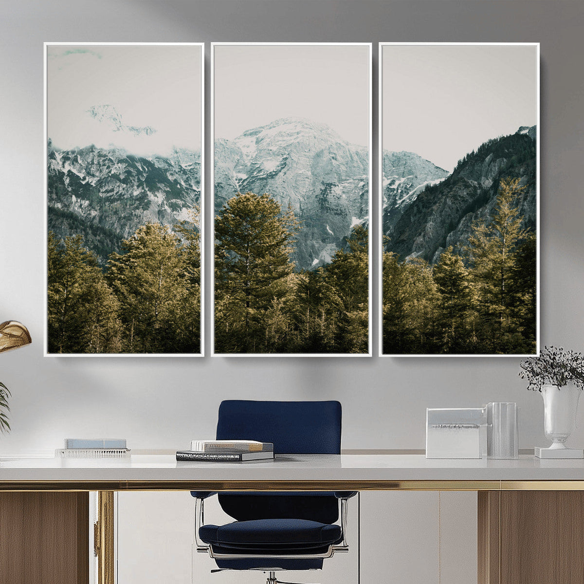 Mountain Forest Wall Art Canvas Print, Alpine Landscape