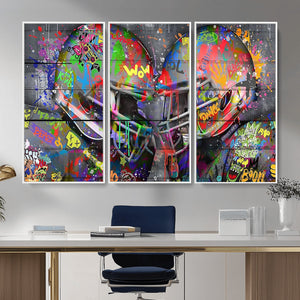 Graffiti Football Helmets Wall Art Canvas Print, Urban