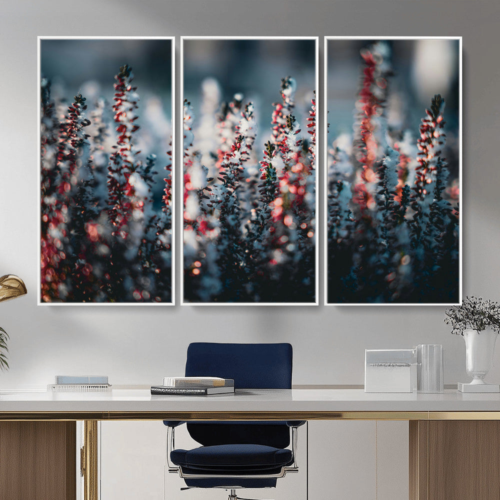 Winter Heather Wall Art Canvas Print, Frosted Floral Nature