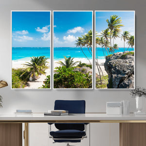 Tropical Beach Wall Art Canvas Print, Palm Tree Ocean