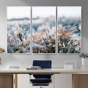 Frosted Fern Wall Art Canvas Print, Soft Winter Botanical