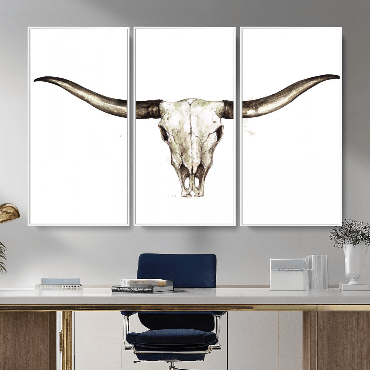 Longhorn Skull Wall Art Canvas Print – Rustic Western