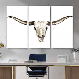 Longhorn Skull Wall Art Canvas Print – Rustic Western