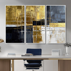 Gold Navy Abstract Wall Art Canvas Print, Modern Luxury
