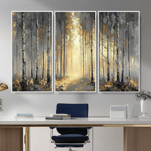 Abstract Birch Forest Wall Art Canvas Print – Modern Neutral