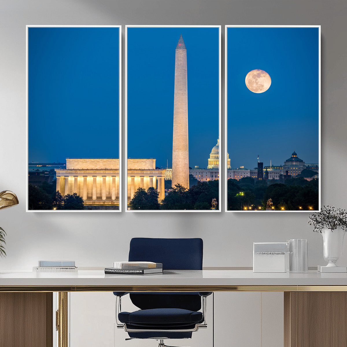 Washington DC Skyline Wall Art Canvas Print – Lincoln