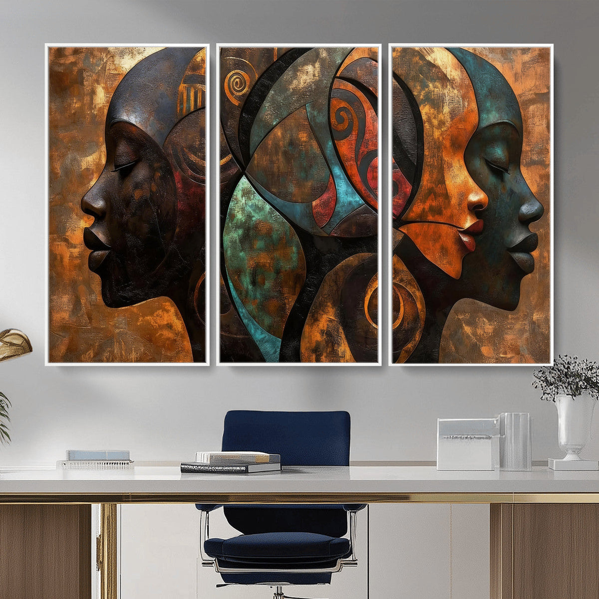 Abstract Afro American Women Wall Art Canvas Print