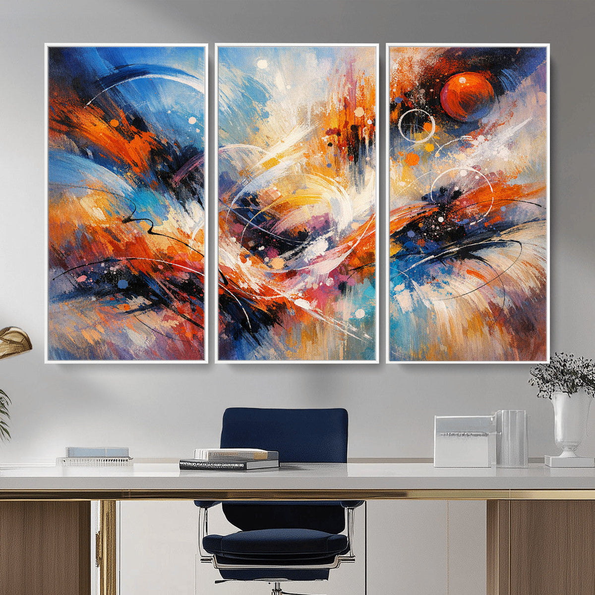 Lyrical Abstraction Wall Art Canvas Print, Orange Blue