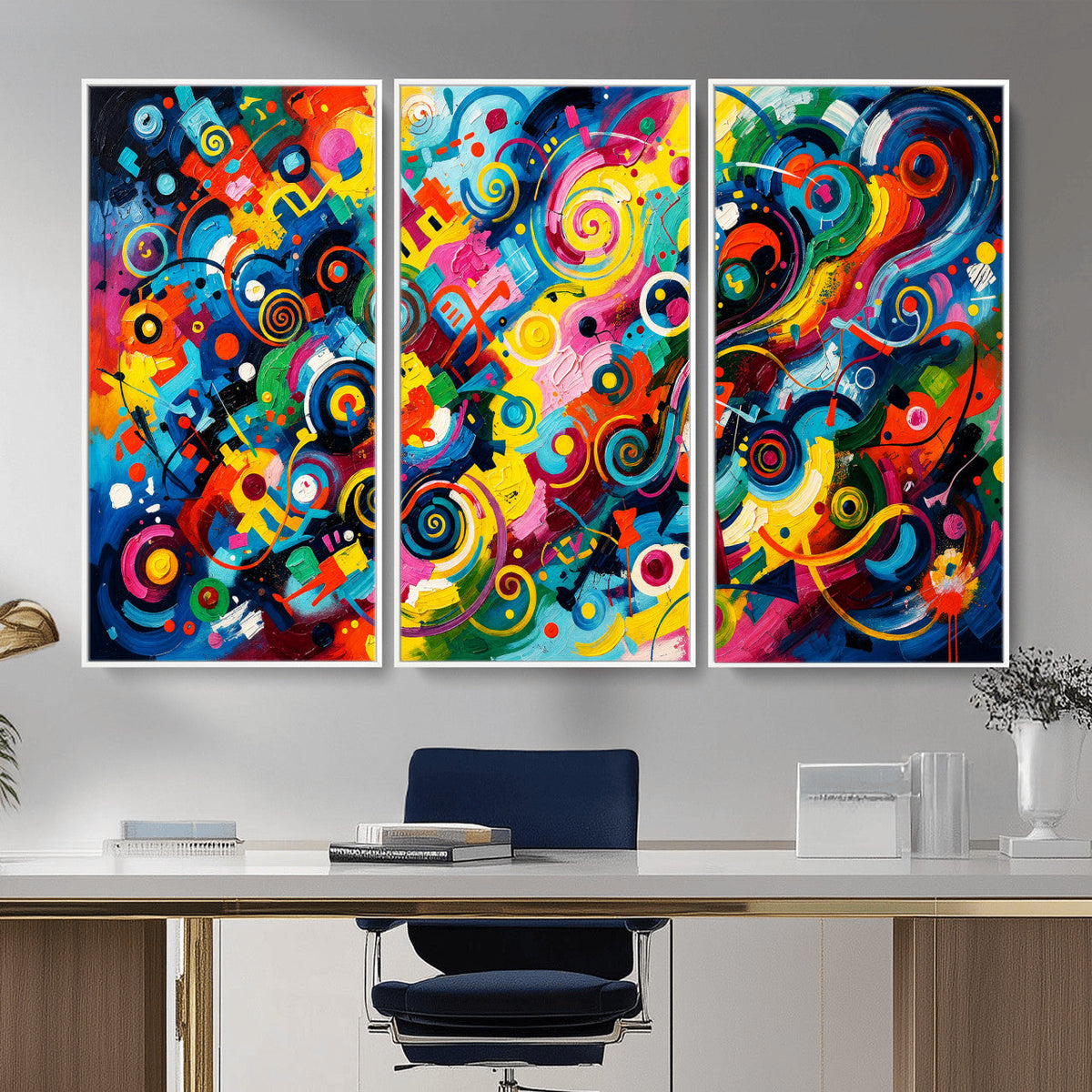 Geometric Abstract Wall Art Canvas Print, Bold Color