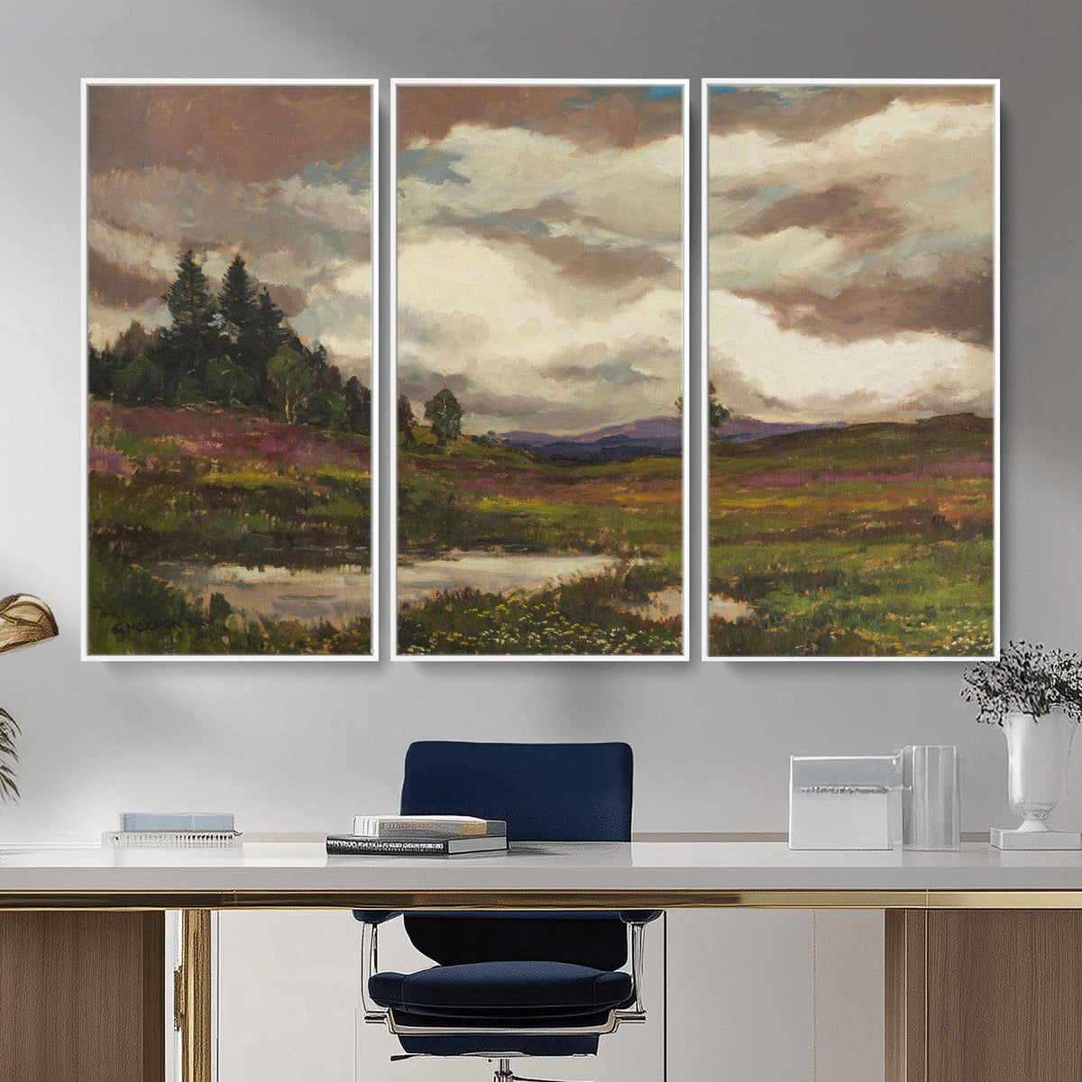 Gustav Macoun Heathland Canvas Print, Czech Landscape Oil