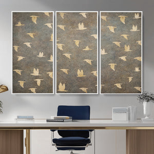 Flying Birds Canvas Wall Art, Vintage Bird Flock Pattern
