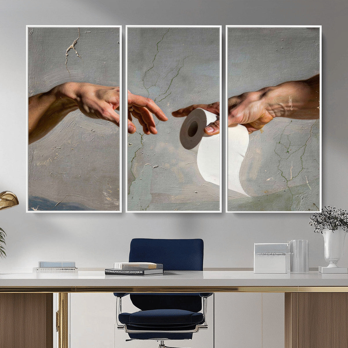 Funny Bathroom Wall Art Canvas, Creation of Toilet Paper