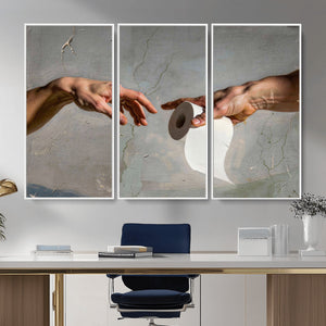 Funny Bathroom Wall Art Canvas, Creation of Toilet Paper