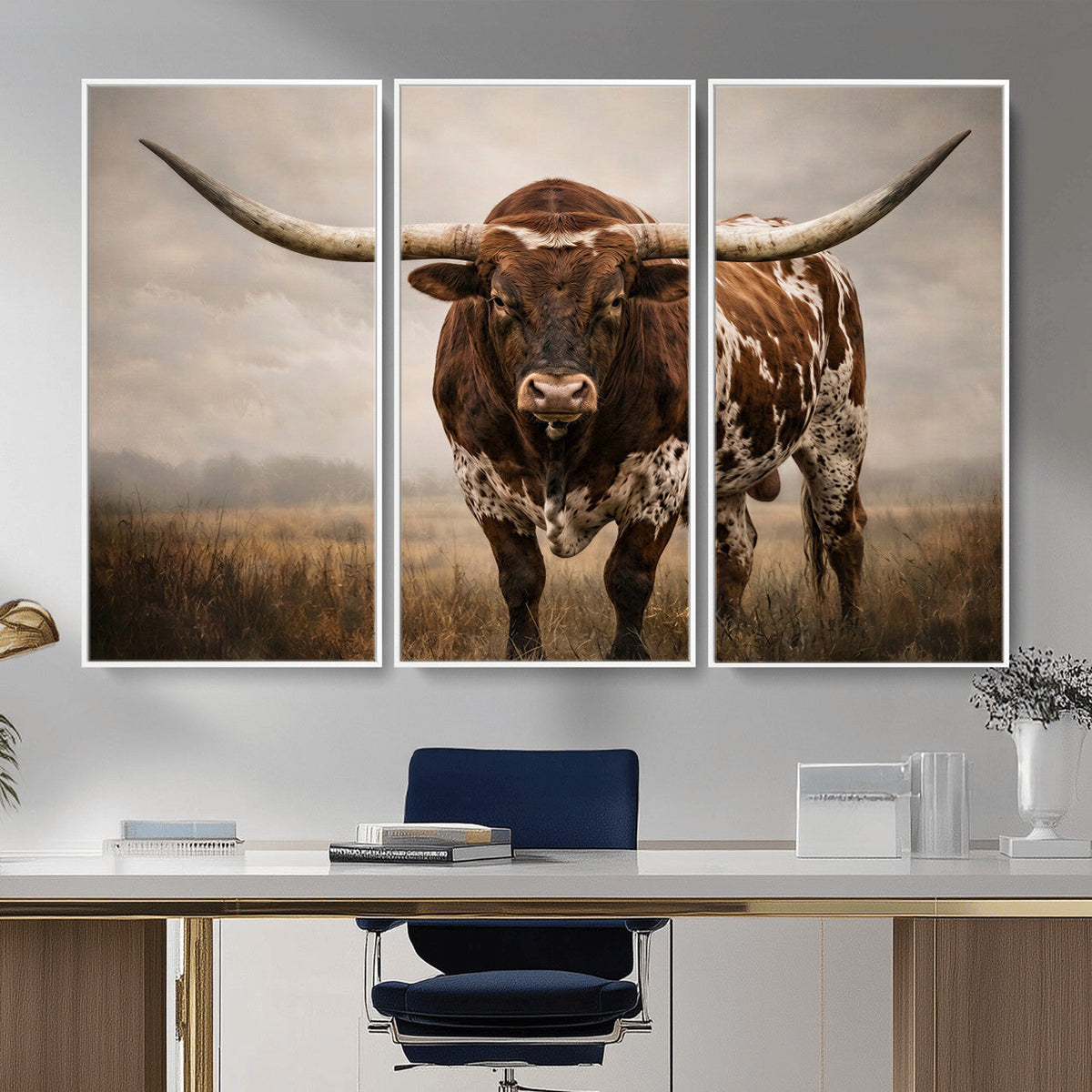 Texas Longhorn Canvas Wall Art Western Bull Desert Moody