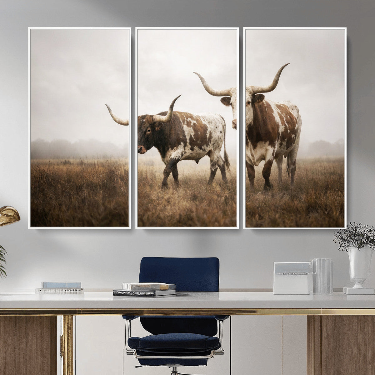 Texas Longhorn Canvas Wall Art Western Bull Desert Moody