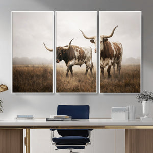Texas Longhorn Canvas Wall Art Western Bull Desert Moody