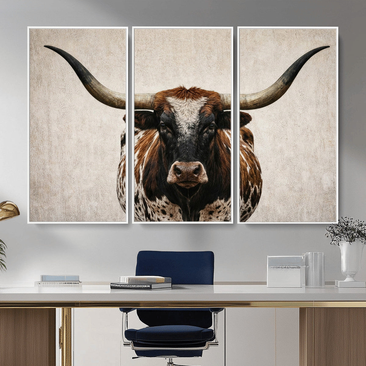Texas Longhorn Canvas Wall Art Western Bull Desert Moody