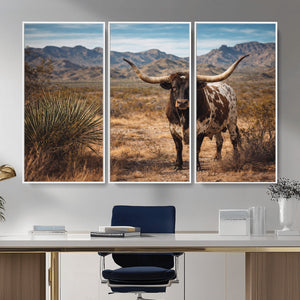 Texas Longhorn Canvas Wall Art Western Bull Desert Moody
