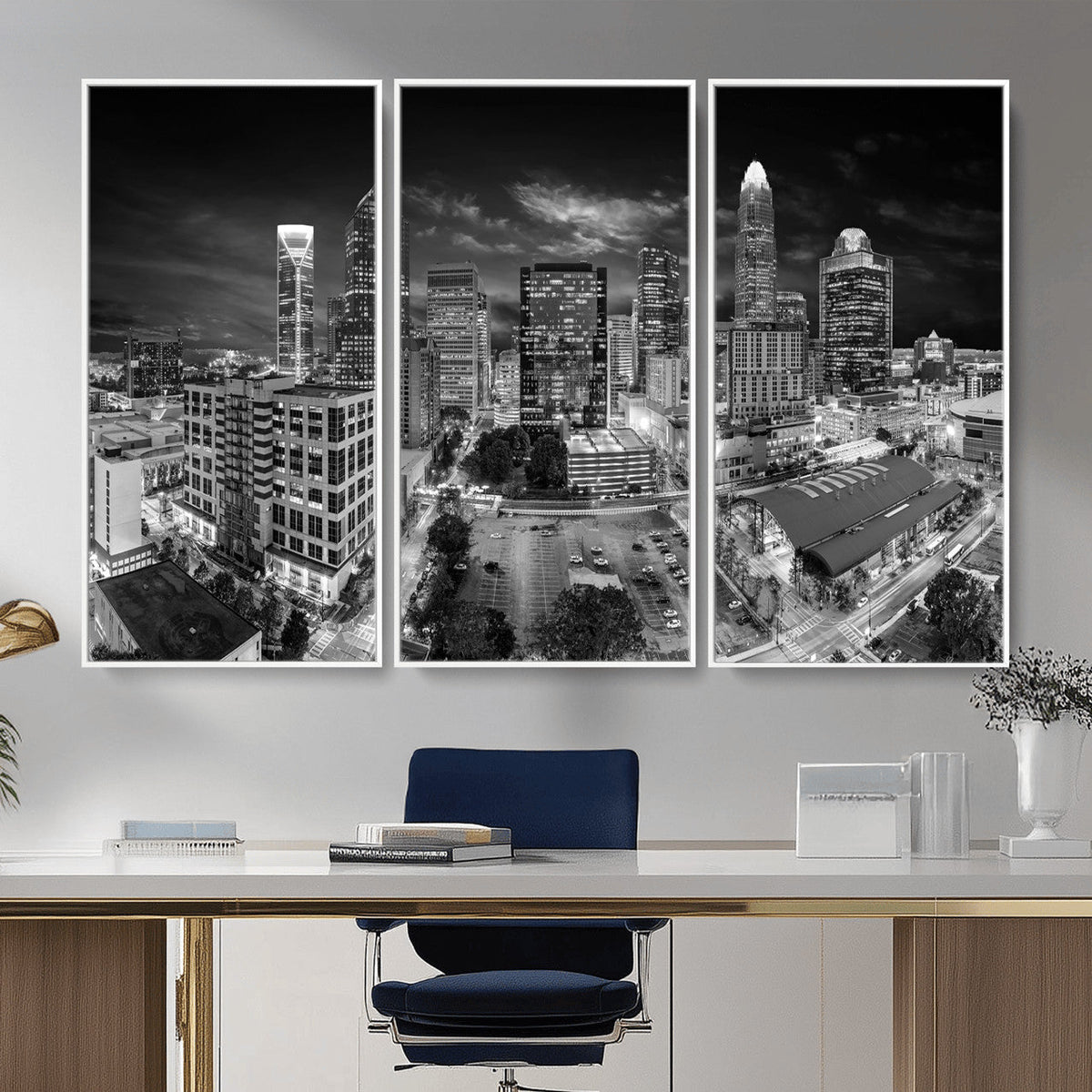 Charlotte Skyline Canvas Wall Art Print – North Carolina Cityscape Photography Print